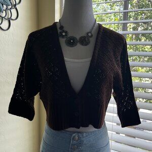 CROCHET Shrug Cardigan Dark Brown Large Juniors NEW!